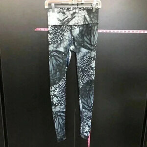 Champion High Waist athletic full length leggings, black/blue butterfly print